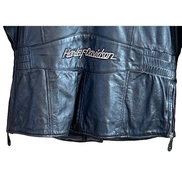 Harley Davidson Embroidered Women's Leather Motorcycle Jacket Black Size XS - Picture 3 of 9